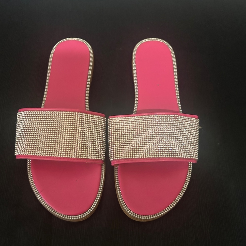 Pink Rhinestone Slide Sandals - Picture 1 of 4